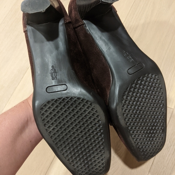 Y2K brown suede square toe heels - Picture 5 of 13